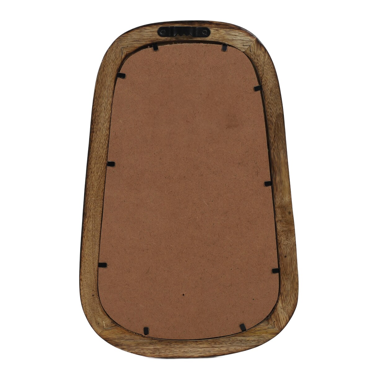 Małe owalne lustro w drewnianej ramie mango