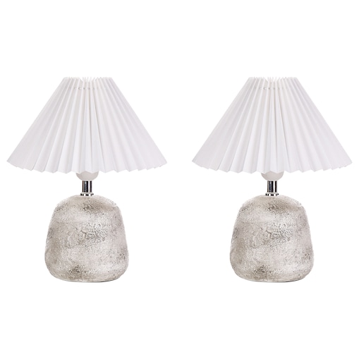 Zestaw 2 lamp stołowych ZEYI Ceramika Biały
