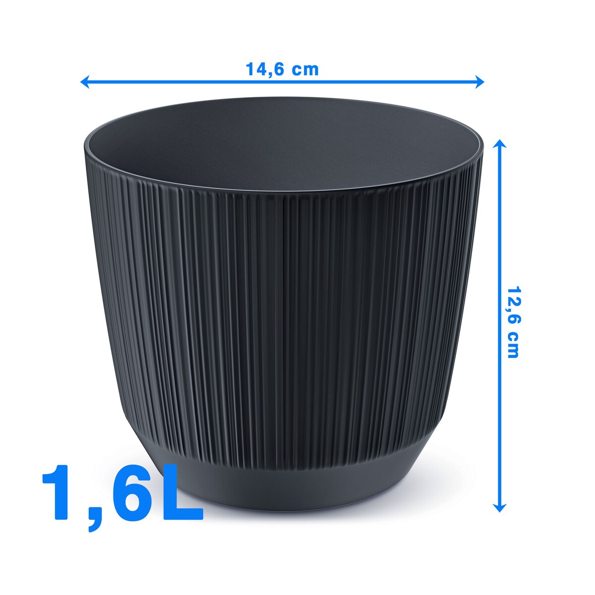 Doniczka Osłonka Domowa 14,6 Cm Ryfo Na Stół Parapet Do Domu Antracytowa