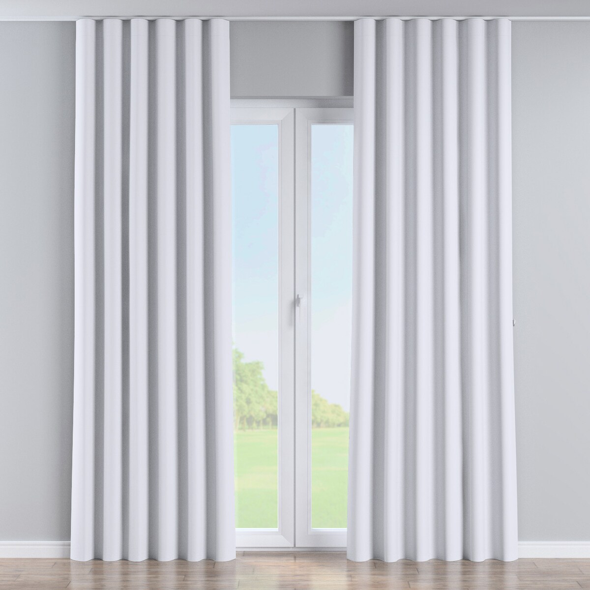 Zasłona na taśmie wave 130x245 stalowa biel