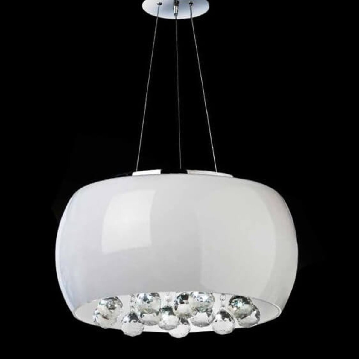 Wisząca lampa glamour Quince do pokoju kryształki biała