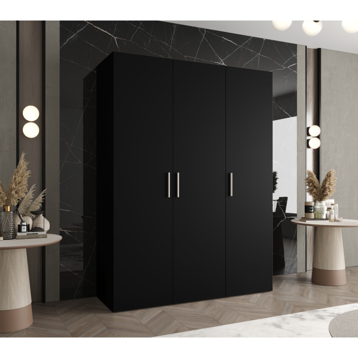 Szafa uchylna otwierana BARI 1 150 wys. 202 cm Czarny + u. Srebrny