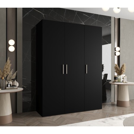 Szafa uchylna otwierana BARI 1 150 wys. 202 cm Czarny + u. Srebrny