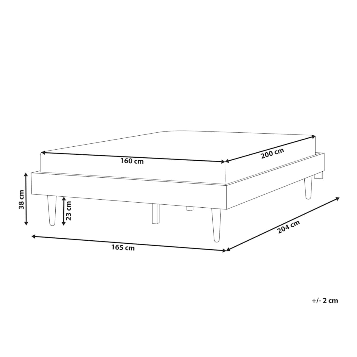 Łóżko drewniane LED 160 x 200 cm czarne TOUCY