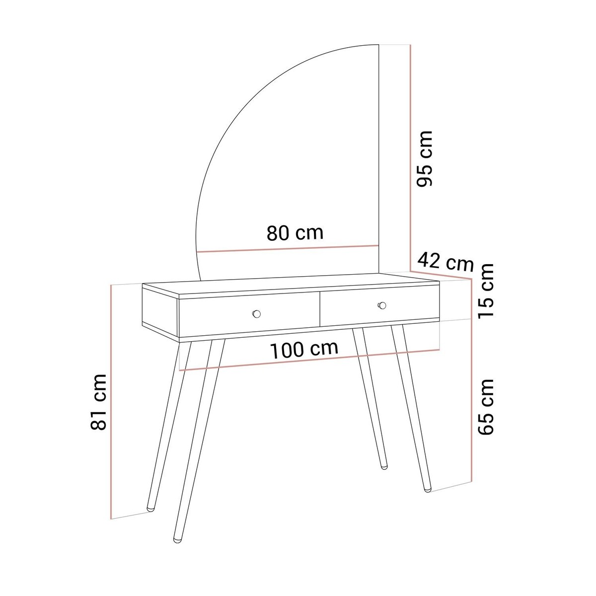 Toaletka kosmetyczna SIENNA-QS KASZMIR z lustrem LED, lewa, push-to-open