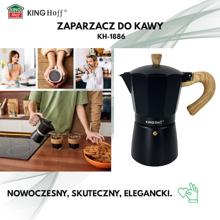 Kawiarka espresso Kafeterka ciśnieniowa indukcja KINGHOFF 300ml 6 filiżanek