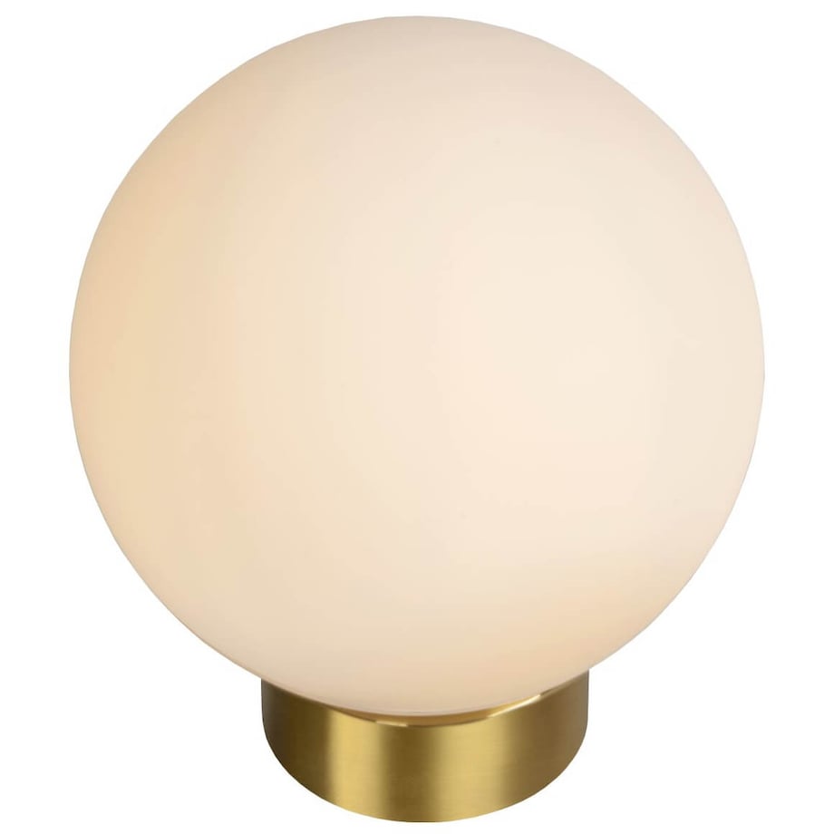 Kulista lampa stołowa Jorit ball do sypialni złota biała