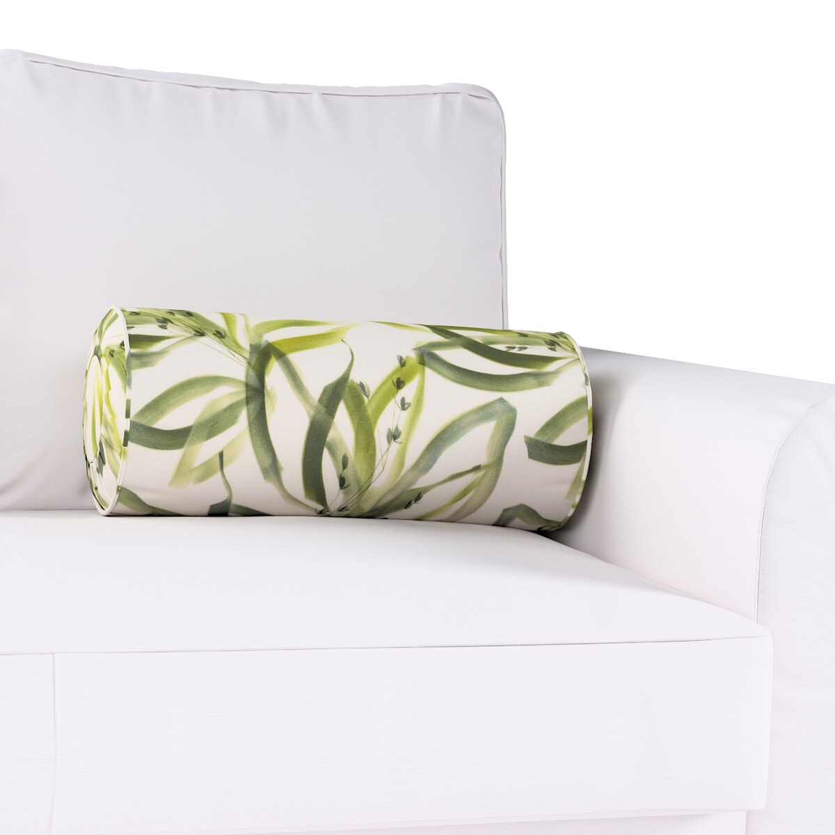 Poduszka wałek z zakładkami, biało-zielony, Ø20 x 50 cm, Gardenia