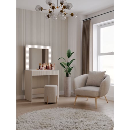 TOALETKA KOSMETYCZNA Z LUSTREM MARINA Z BIURKIEM 2S SLIM KASZMIR BEŻ