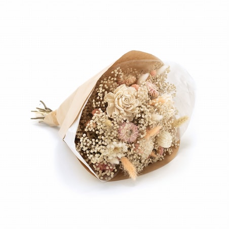 Bukiet suszonych kwiatów Serenita - gipsówka, setaria, kocanka