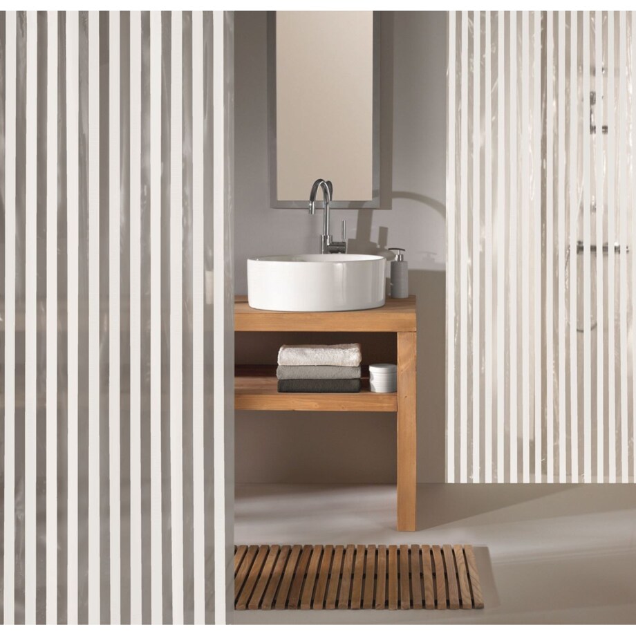 Kleine Wolke Noa Ekologiczna Zasłona prysznicowa biała paski 180x200 cm PEVA bezzapachowa