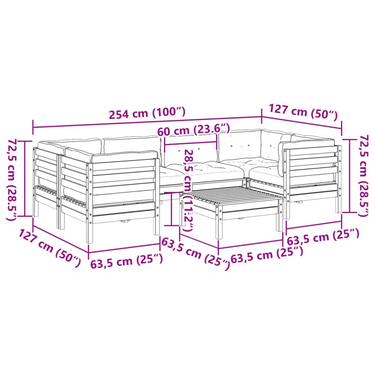 vidaXL 7-cz zestaw wypoczynkowy do ogrodu, z poduszkami, woskowy brąz