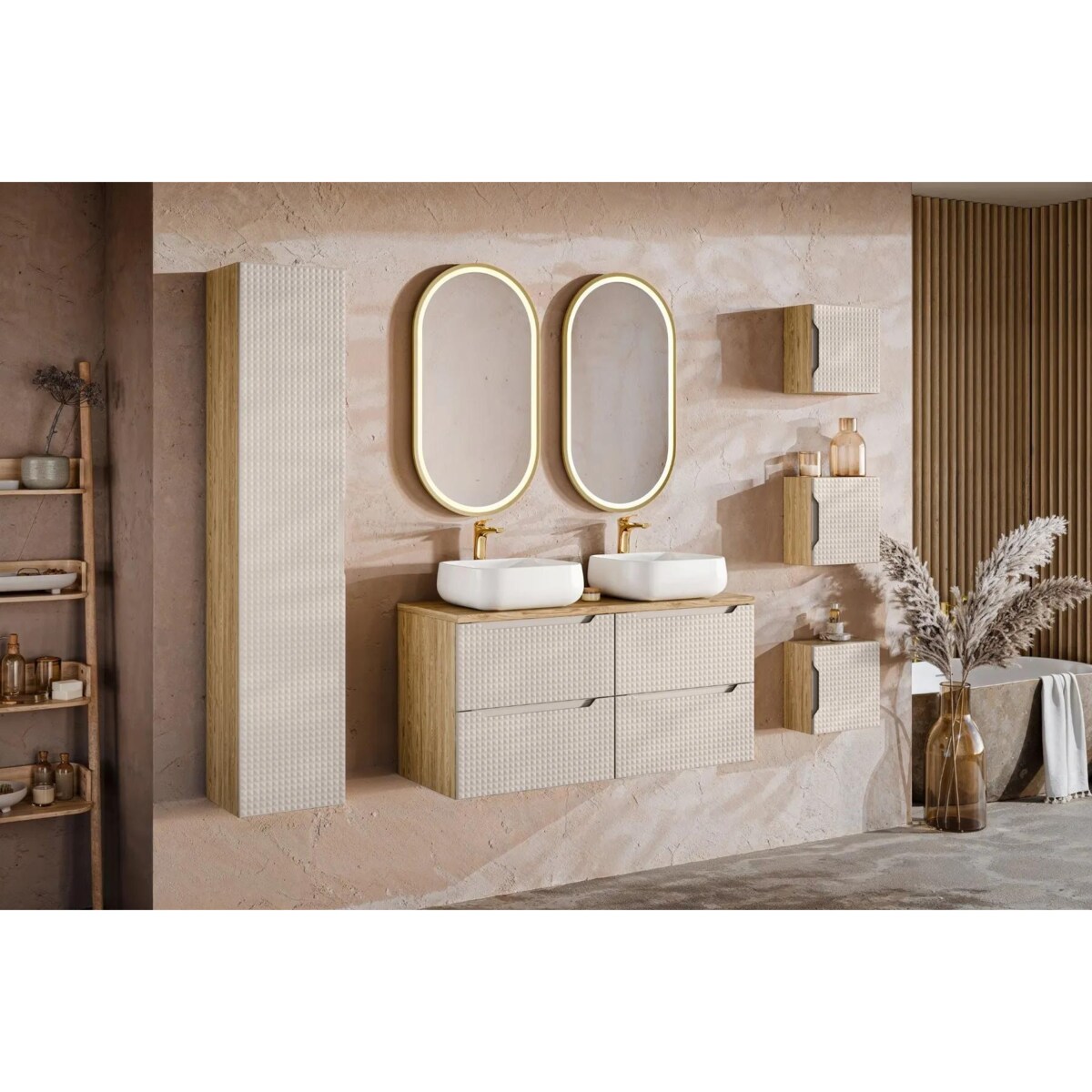 Szafka pod umywalkę LUXOR BEIGE 82-70-2S 70cm dąb olejowany/beżowa