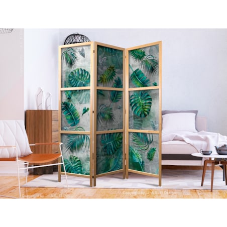 Parawan Japoński 3-panelowy Liście Na Betonie 135x172cm