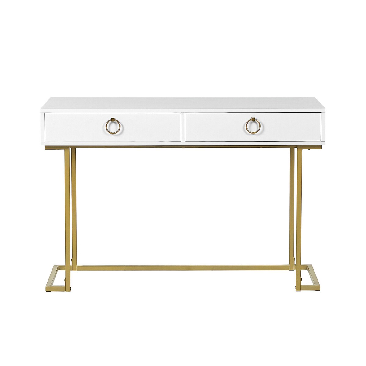 Biurko / Konsola 2 szuflady biało-złota WESTPORT