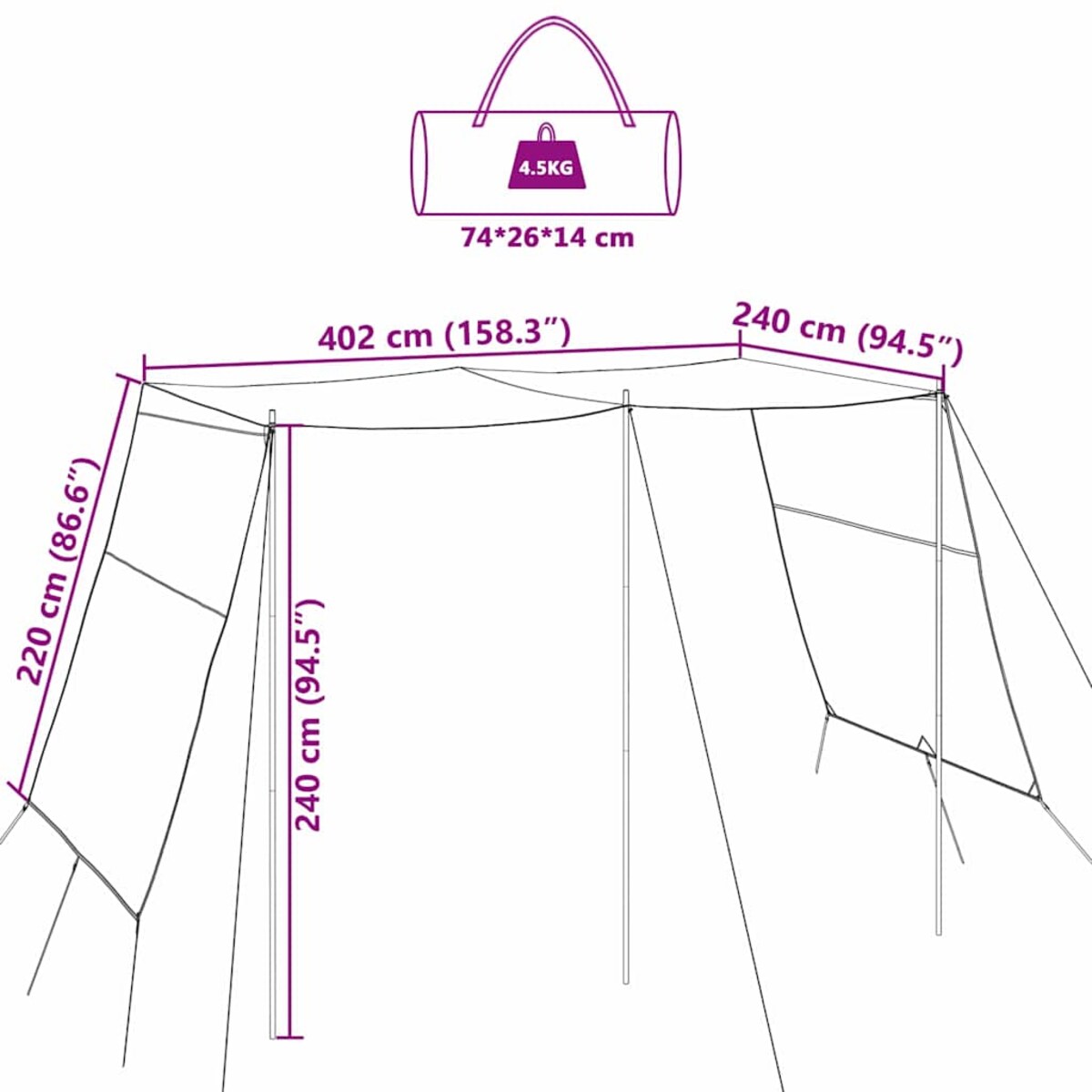 vidaXL Namiot wodoodporny