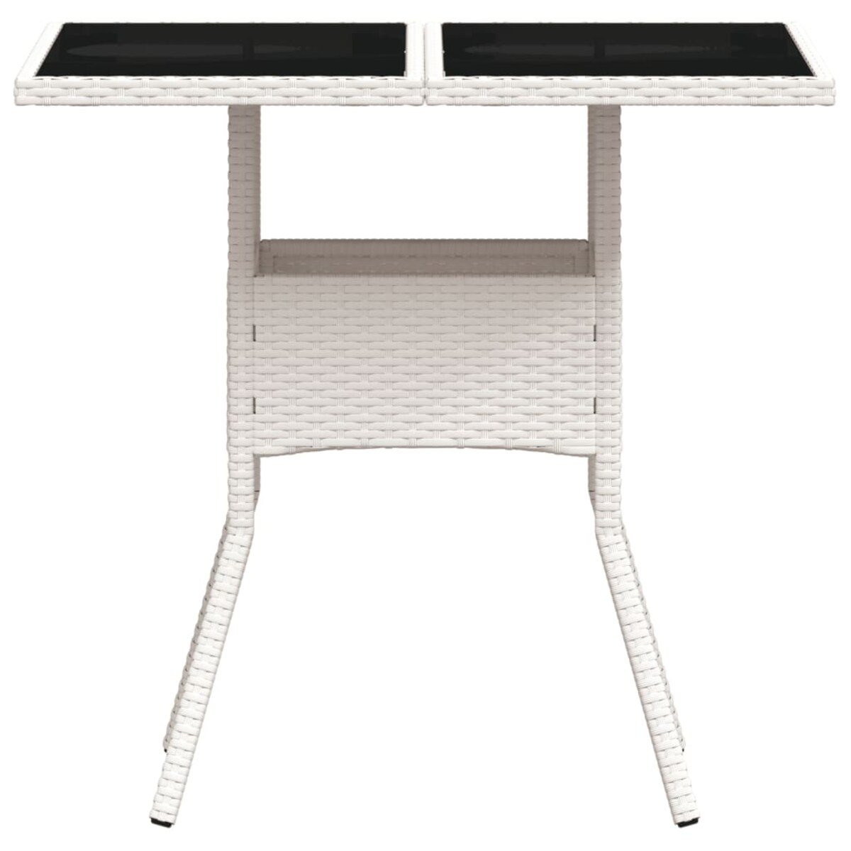 vidaXL Stół ogrodowy ze szklanym blatem, biały 80x80x75 cm, polirattan