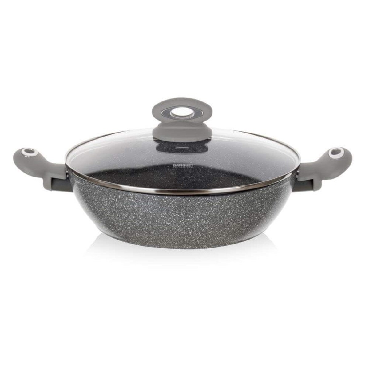 PATELNIA garnek wok do PAELLA GRANITE 28cm POKRYWA rączki do gotowania 3,7L