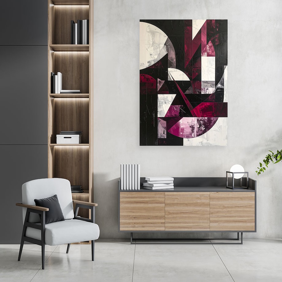 Obraz do salonu biura kuchni, Abstrakcyjne kształty burgundowy