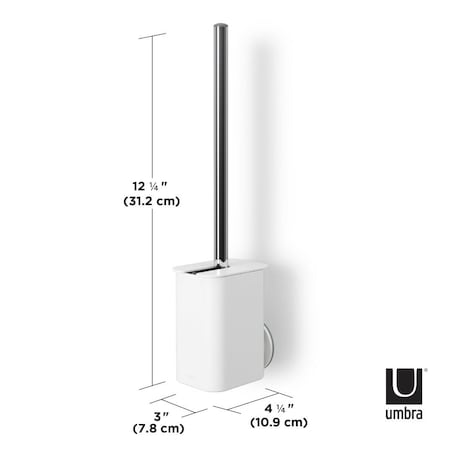 Szczotka do toalety z przyssawką biała Flex, 11 x 8 x 43 cm, Umbra