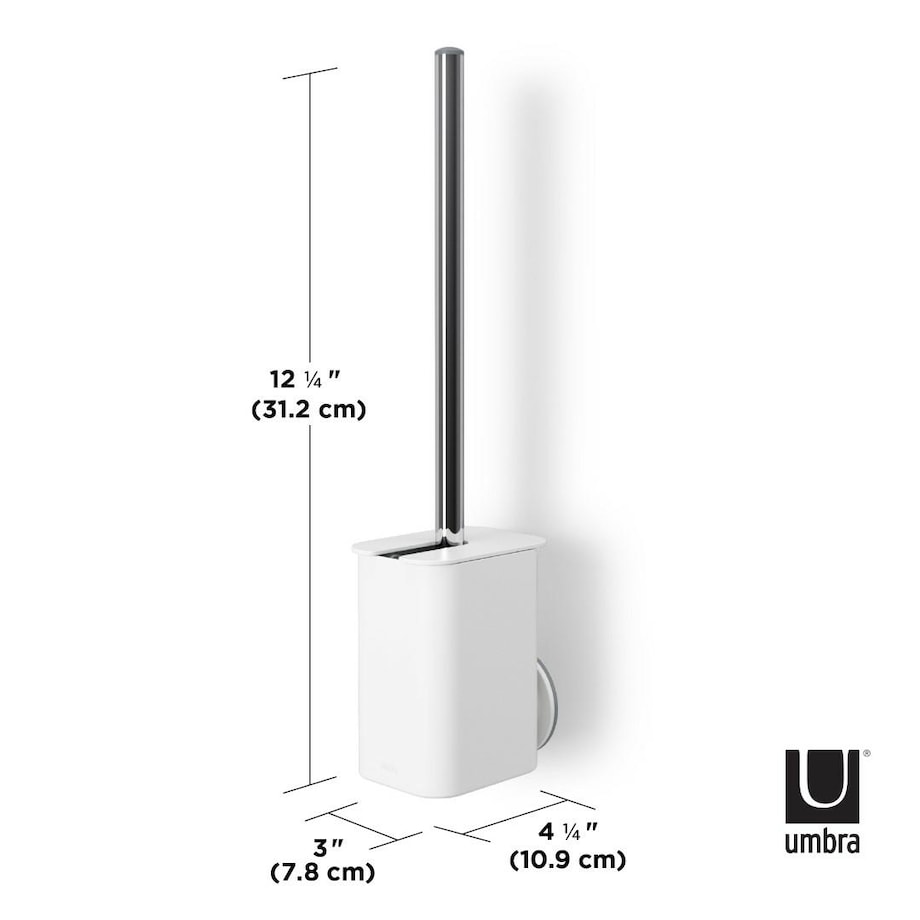 Szczotka do toalety z przyssawką biała Flex, 11 x 8 x 43 cm, Umbra