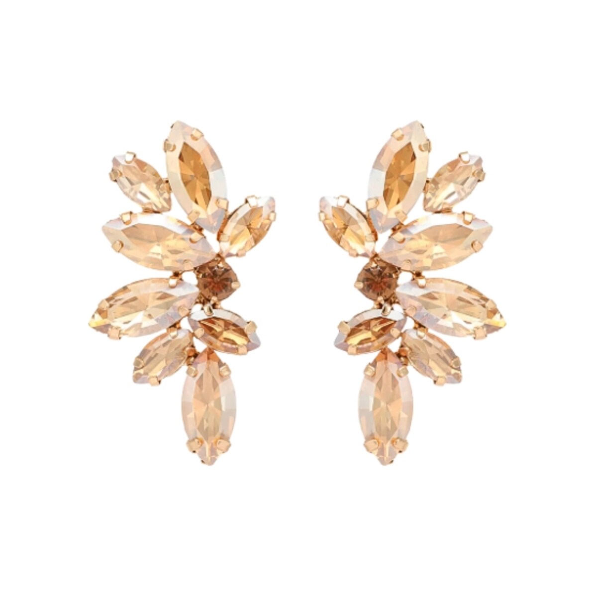 Złote krótkie kolczyki WIZYTOWE wieczorowe błyszczące szampańskie champagne