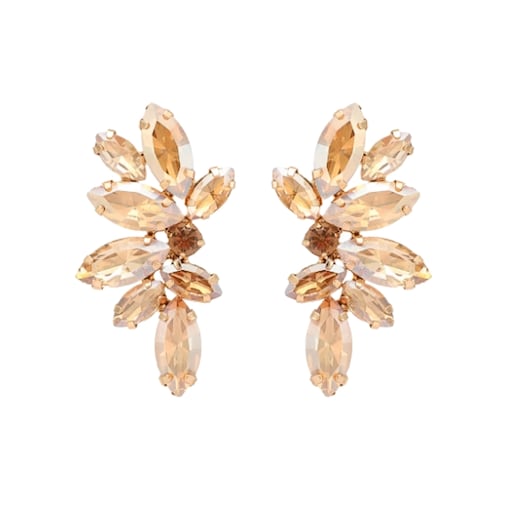 Złote krótkie kolczyki WIZYTOWE wieczorowe błyszczące szampańskie champagne
