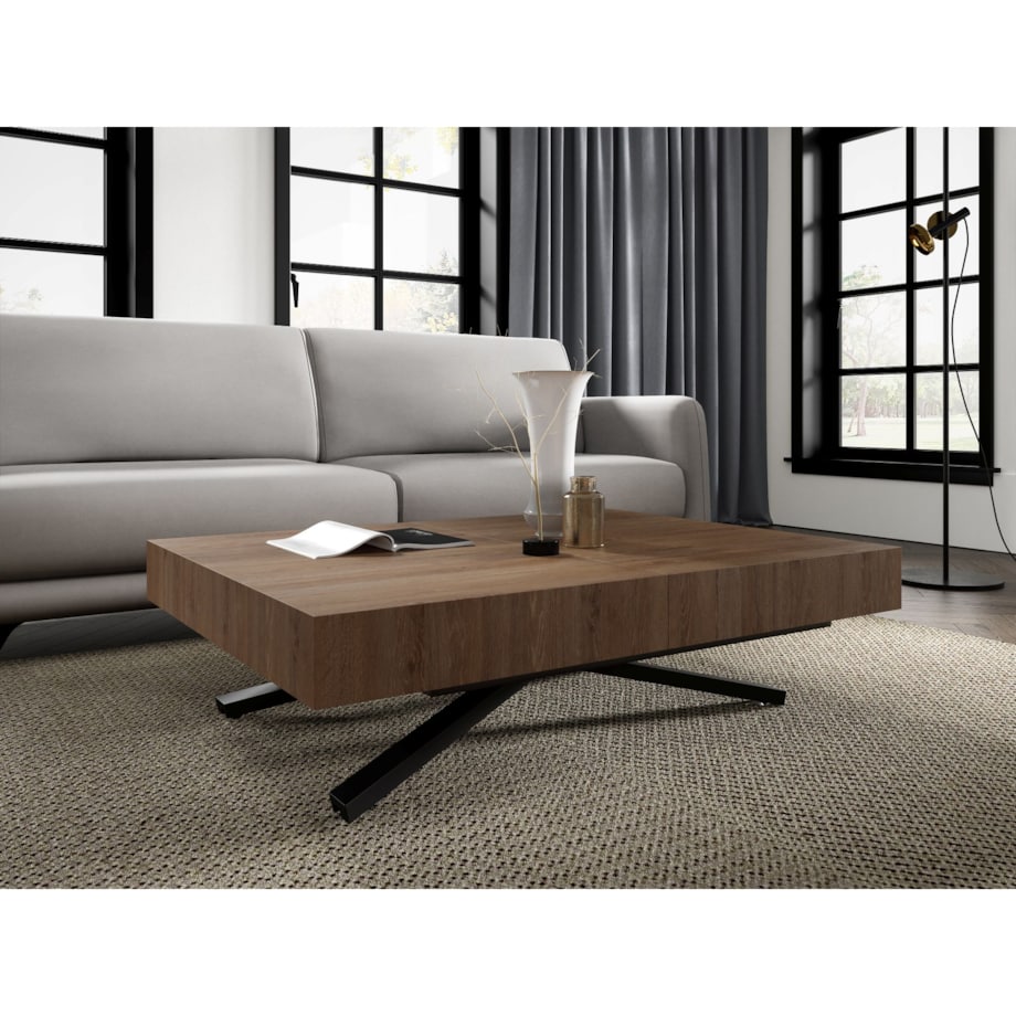 Ławostół Nowoczesny SIENNA, nogi X - Truffle Brown davos Oak