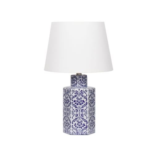 Lampa stołowa porcelanowa biało-niebieska MARCELIN