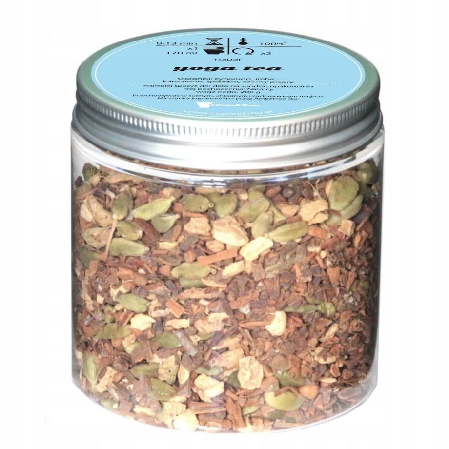 Elegancki BOX prezentowy zestaw herbat smakowych kubek z zaparzaczem YOGA