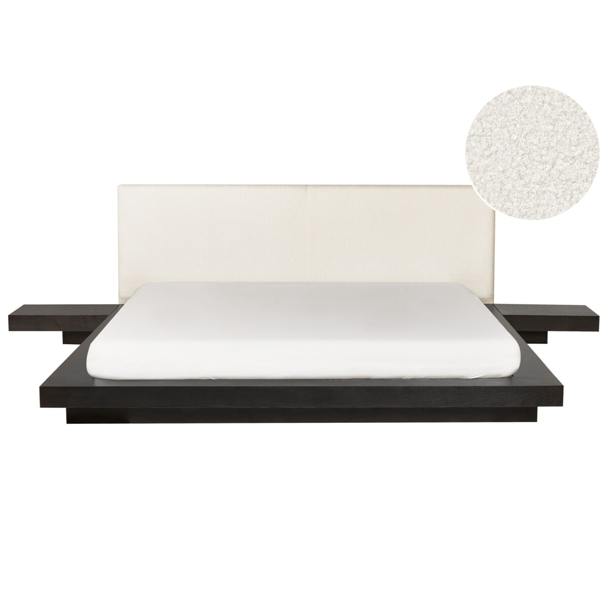 Łóżko wodne z zagłówkiem boucle 180 x 200 cm ciemne drewno ZEN