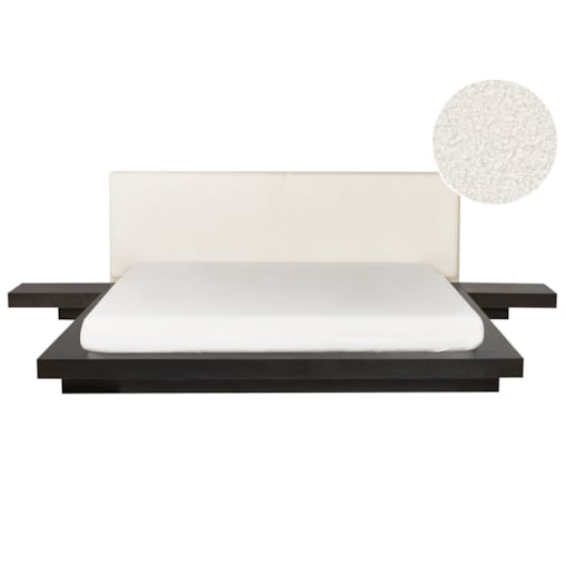 Łóżko wodne z zagłówkiem boucle 180 x 200 cm ciemne drewno ZEN