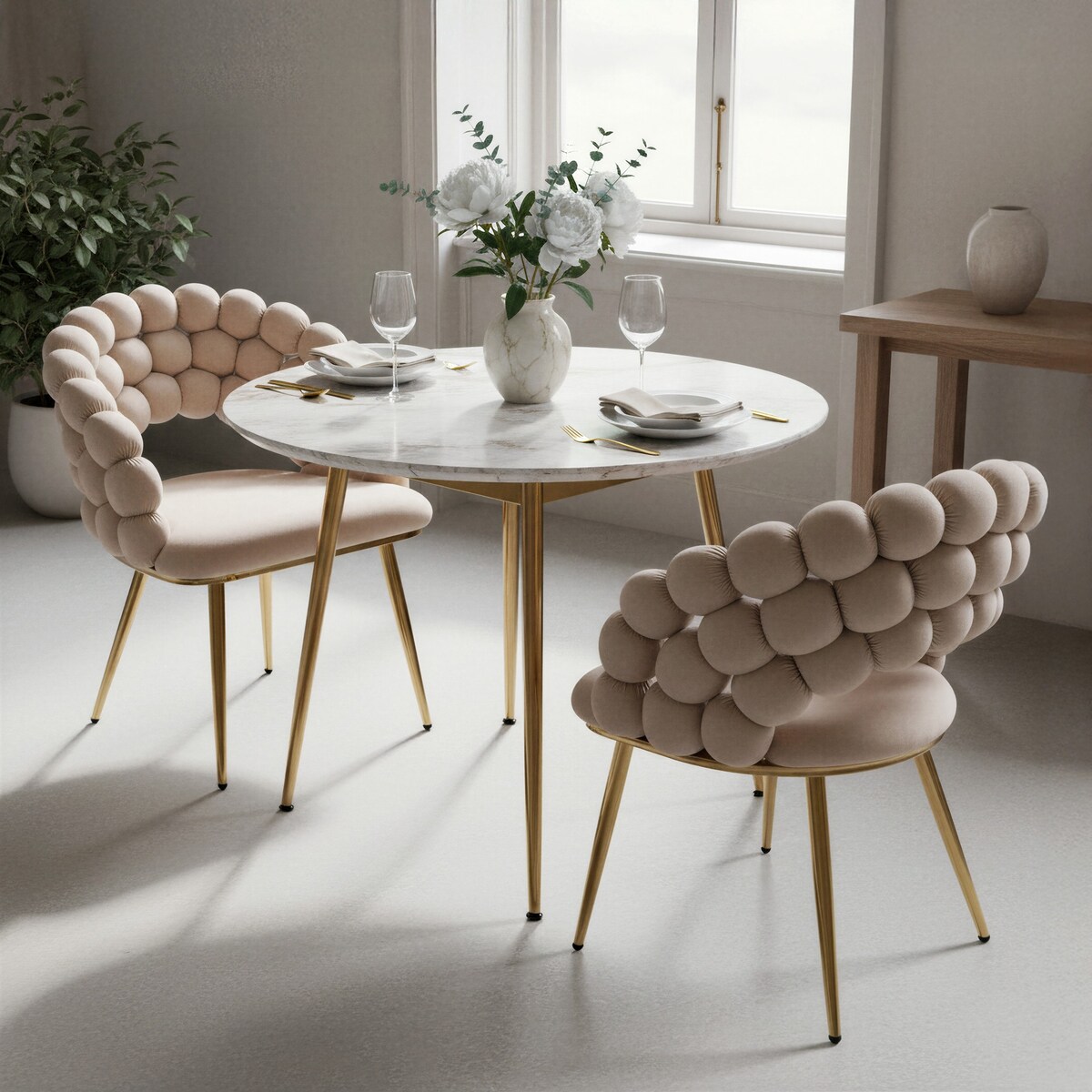 Krzesło welur tapicerowane BELLA nowoczesne beżowe