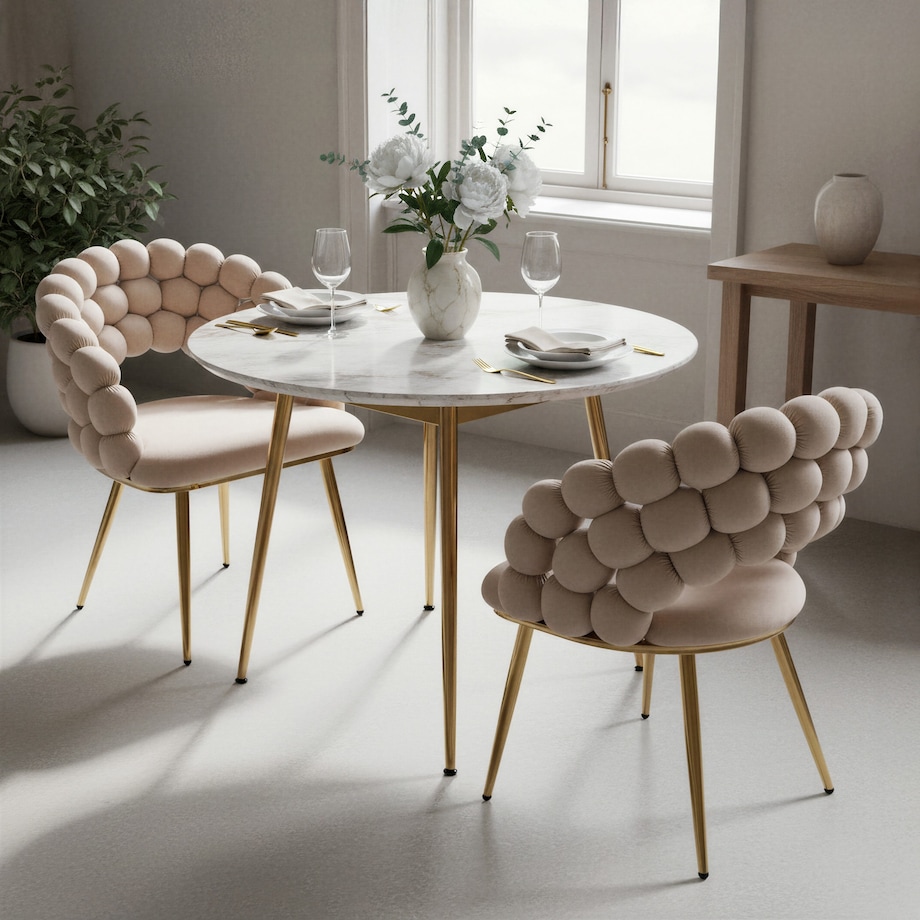Krzesło welur tapicerowane BELLA nowoczesne beżowe