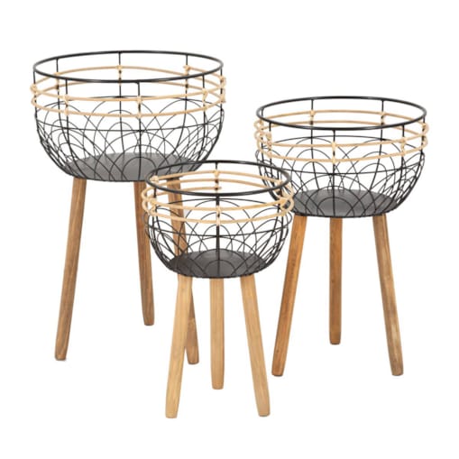 Stojaki na kwiaty w formie koszy, 3 szt