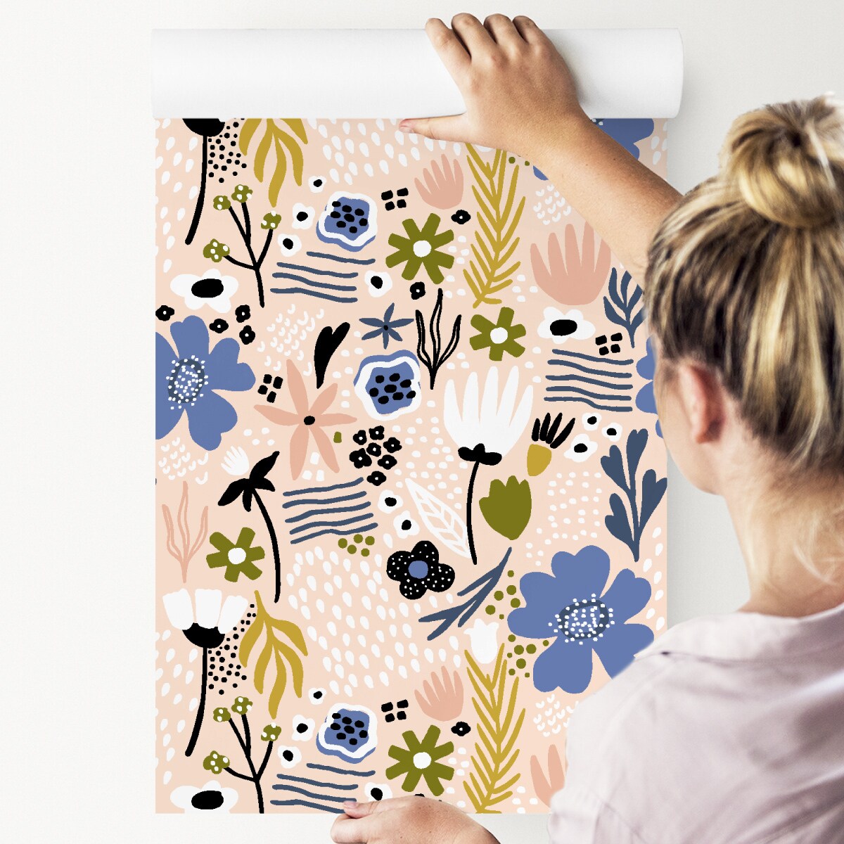 Tapeta Do Salonu Kolorowe KWIATY Styl Skandynawski