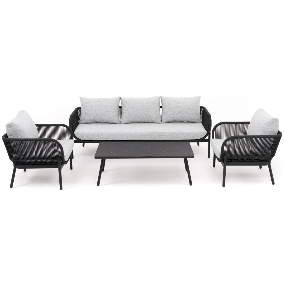 Zestaw mebli ogród taras nowoczesne aluminiowe BELIZE LUX czarno szare