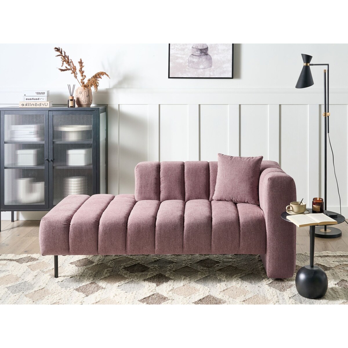 Szezlong prawostronny różowy LANNILS