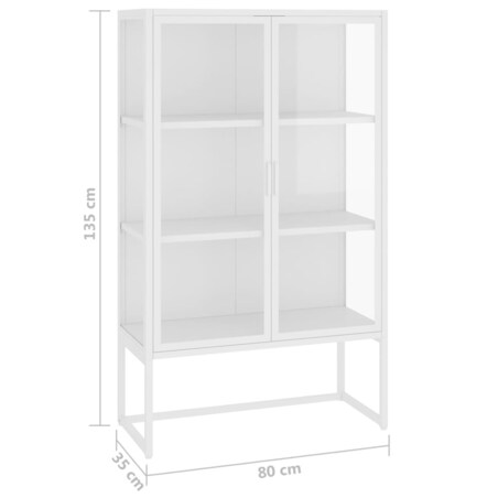 vidaXL Szafka, biała, 80x35x135 cm, stal i hartowane szkło