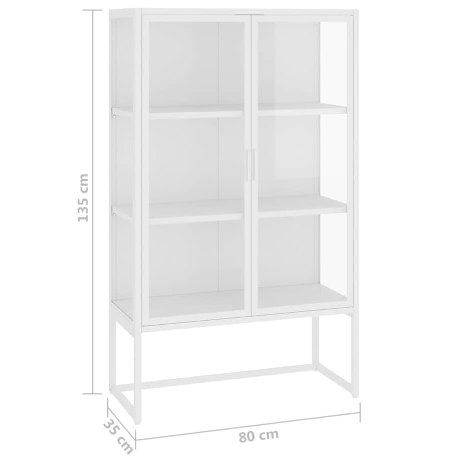 vidaXL Szafka, biała, 80x35x135 cm, stal i hartowane szkło