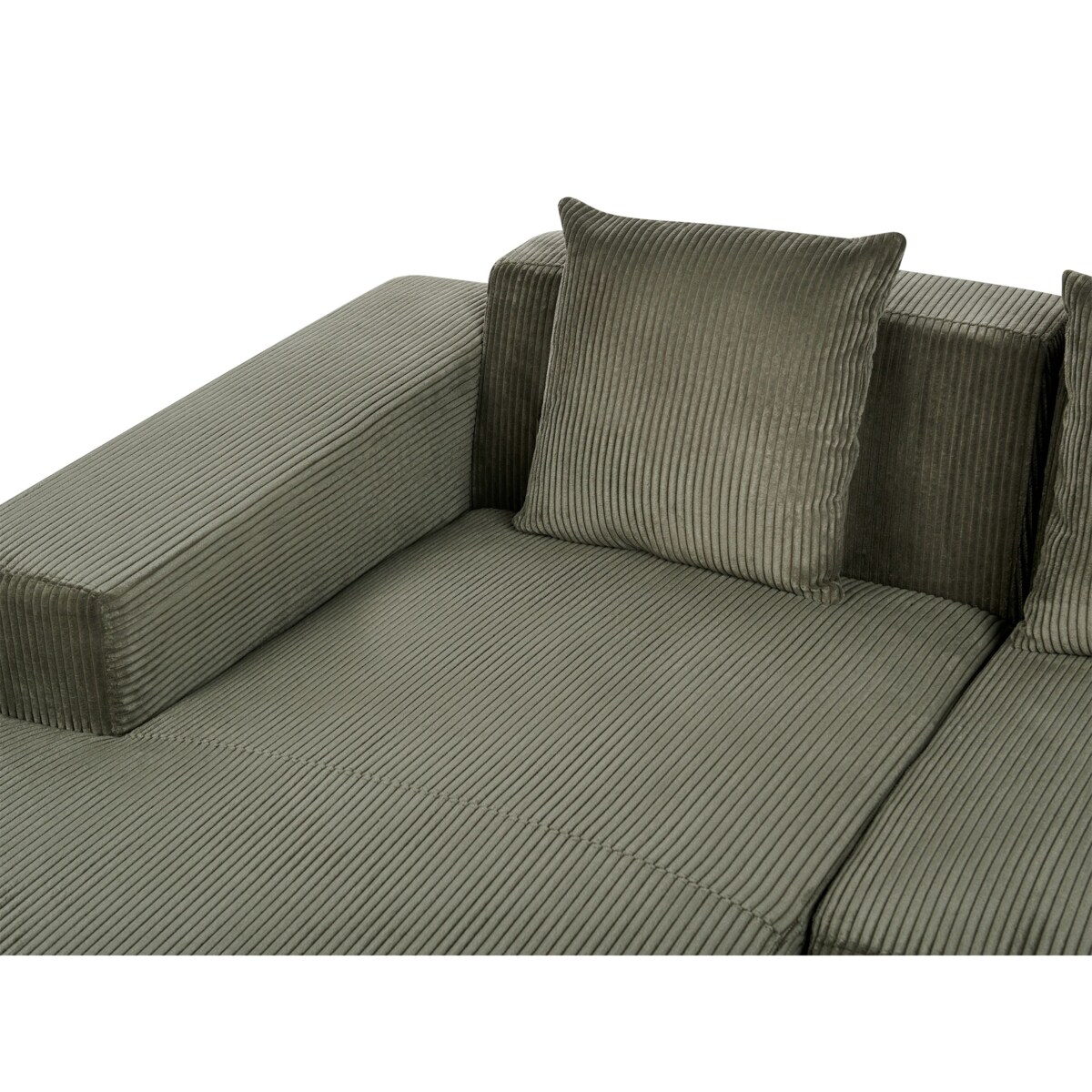 Narożnik LUNGO Sztruks Zielony dla 4 osób Prawostronny