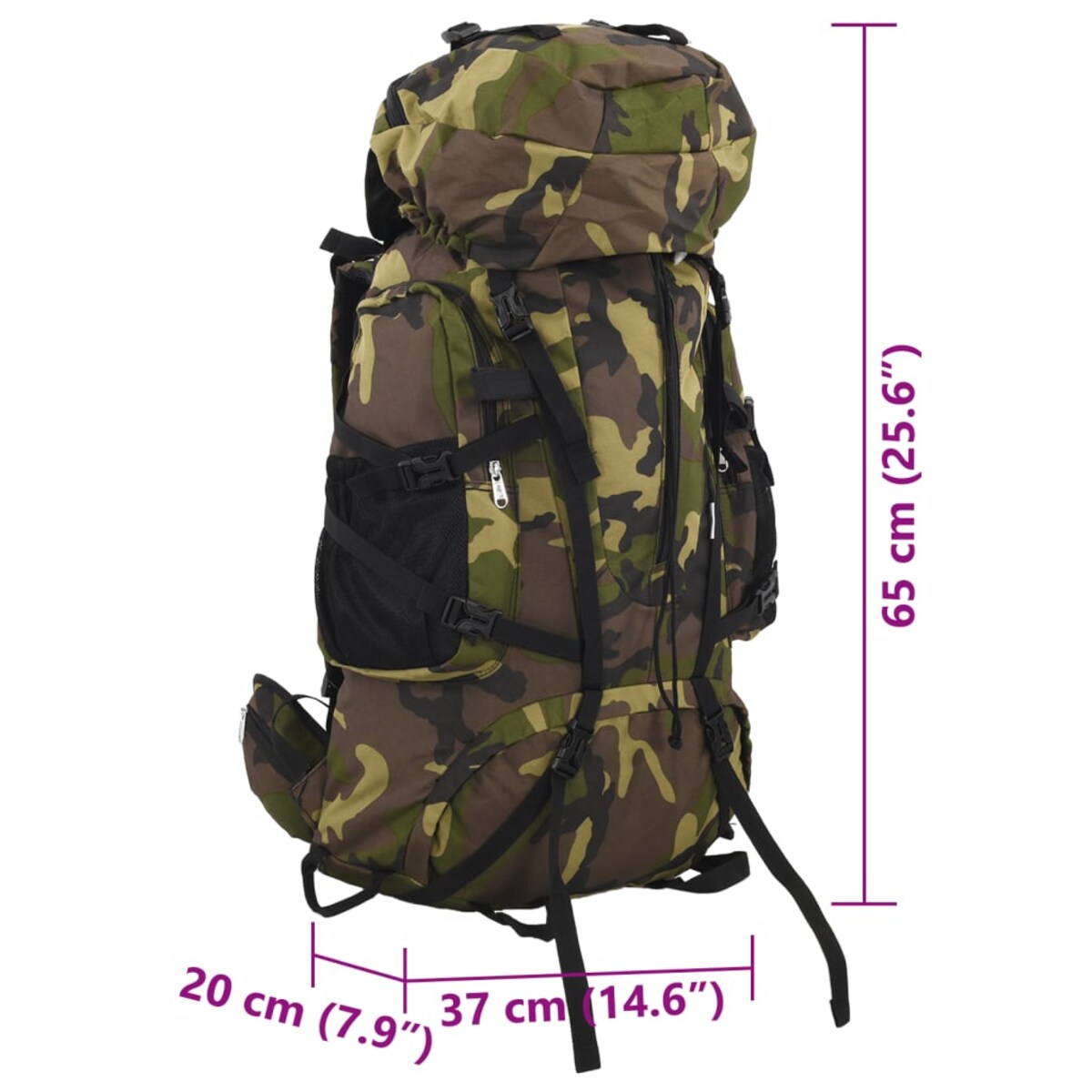vidaXL Plecak turystyczny, zielone moro, 60 L, tkanina Oxford