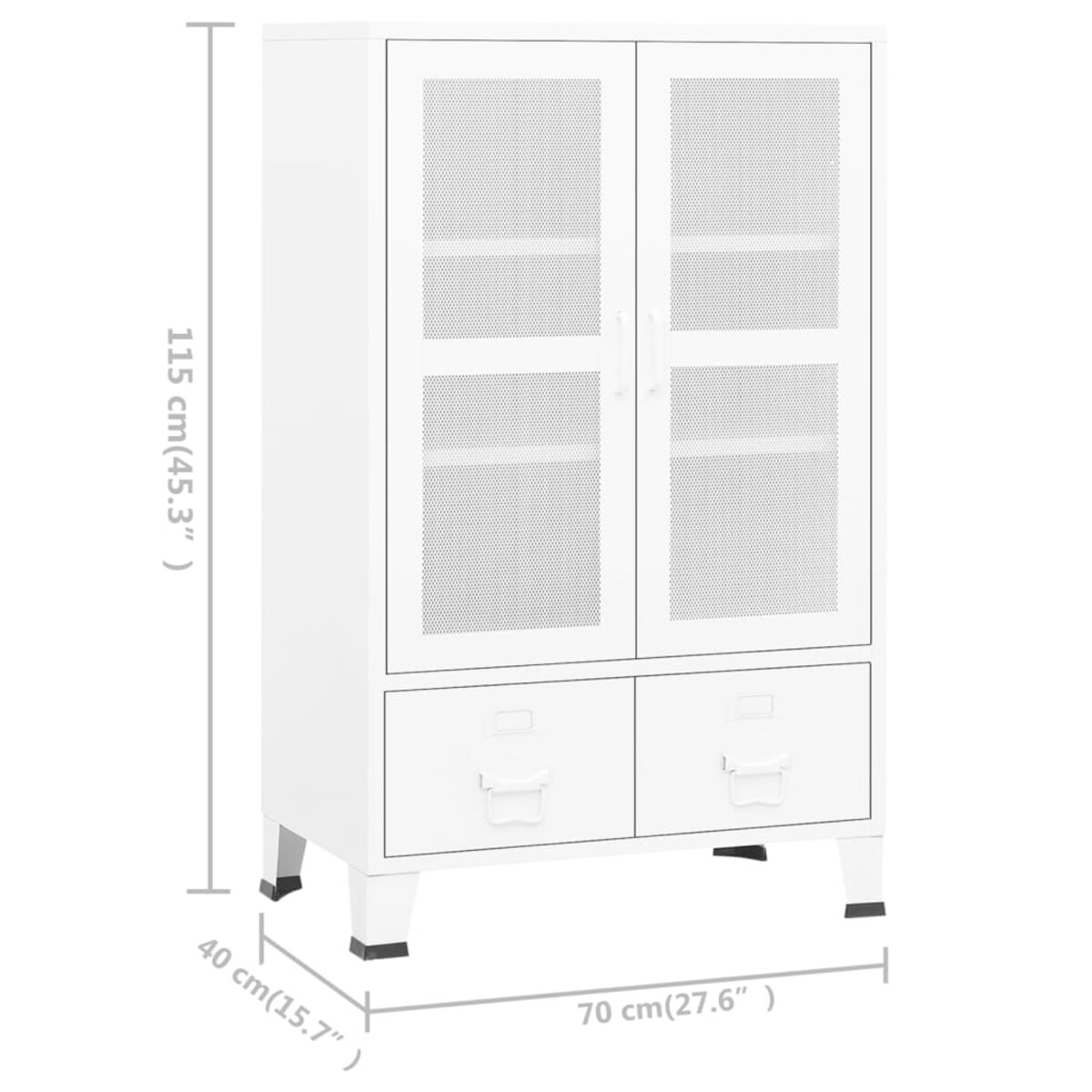 vidaXL Szafka w stylu industrialnym, biała, 70x40x115 cm, metalowa
