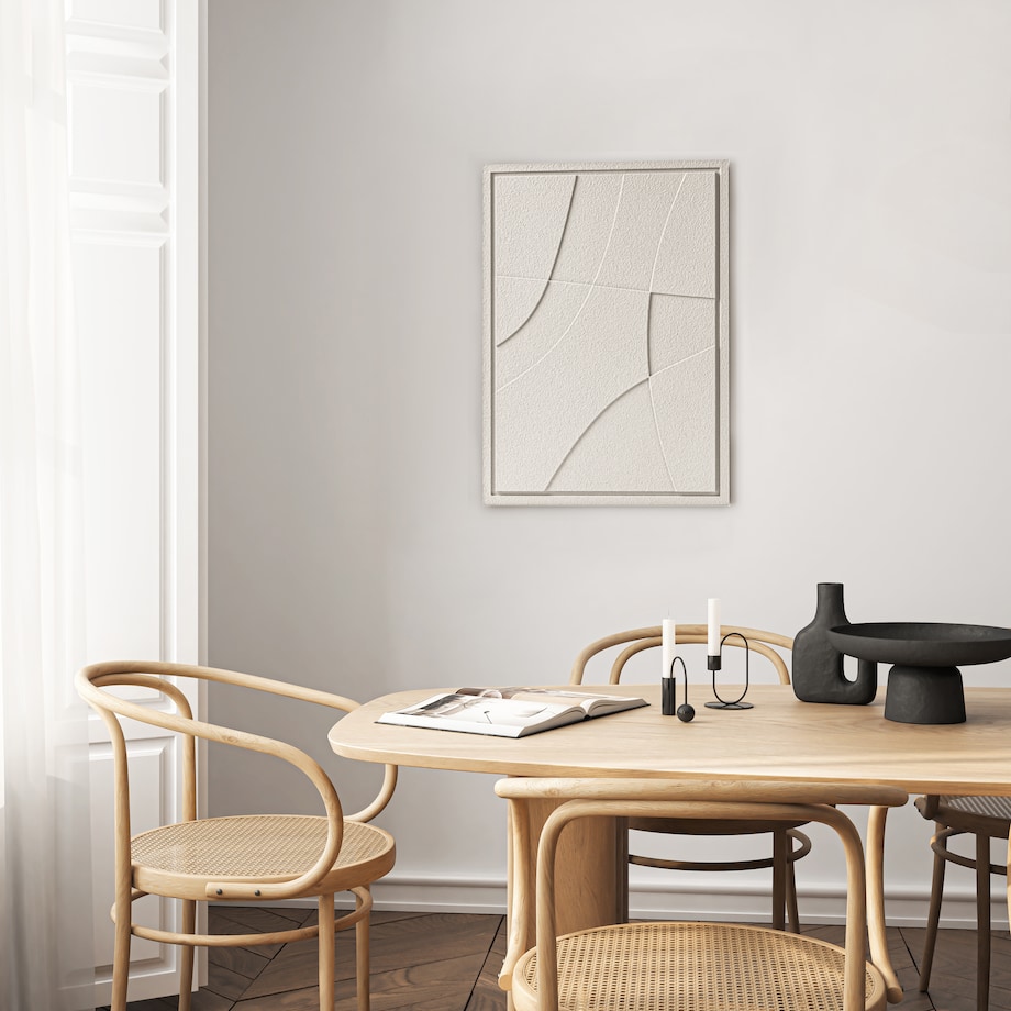 Obraz 3D 35x50cm Abstract II – Dekoracja Ścienna z Tynku Naturalnego, Natural Cream Minimalistyczny Relief