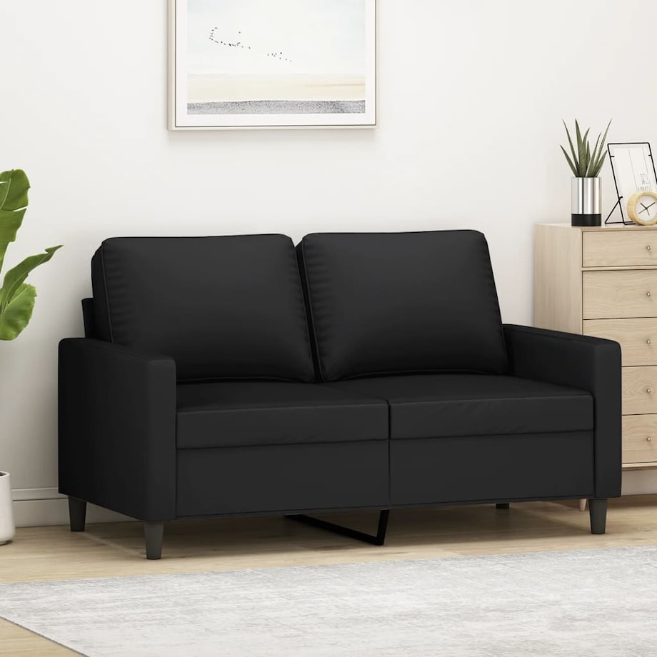 vidaXL Sofa 2-osobowa, czarna, 120 cm, tapicerowana aksamitem