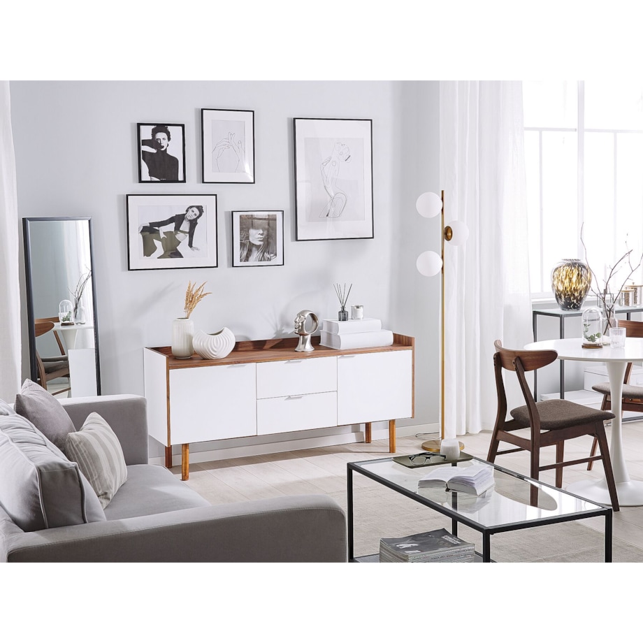 Komoda biała z ciemnym drewnem MADERA