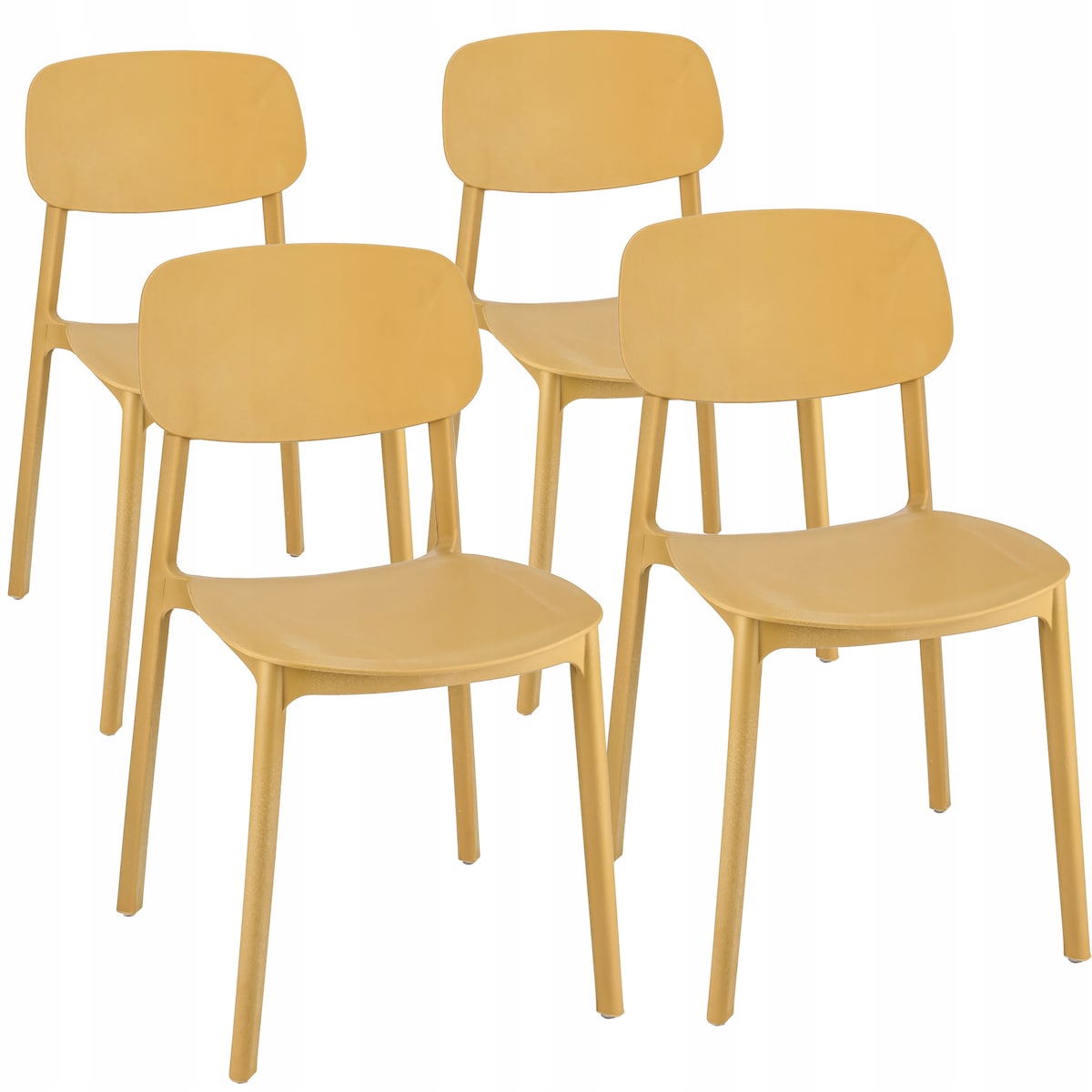 4 x Krzesło wygodne LARA plastikowe musztardowe