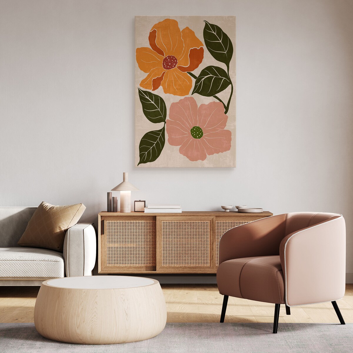 Obraz Różowe i Pomarańczowe Polne Maki 30x40cm