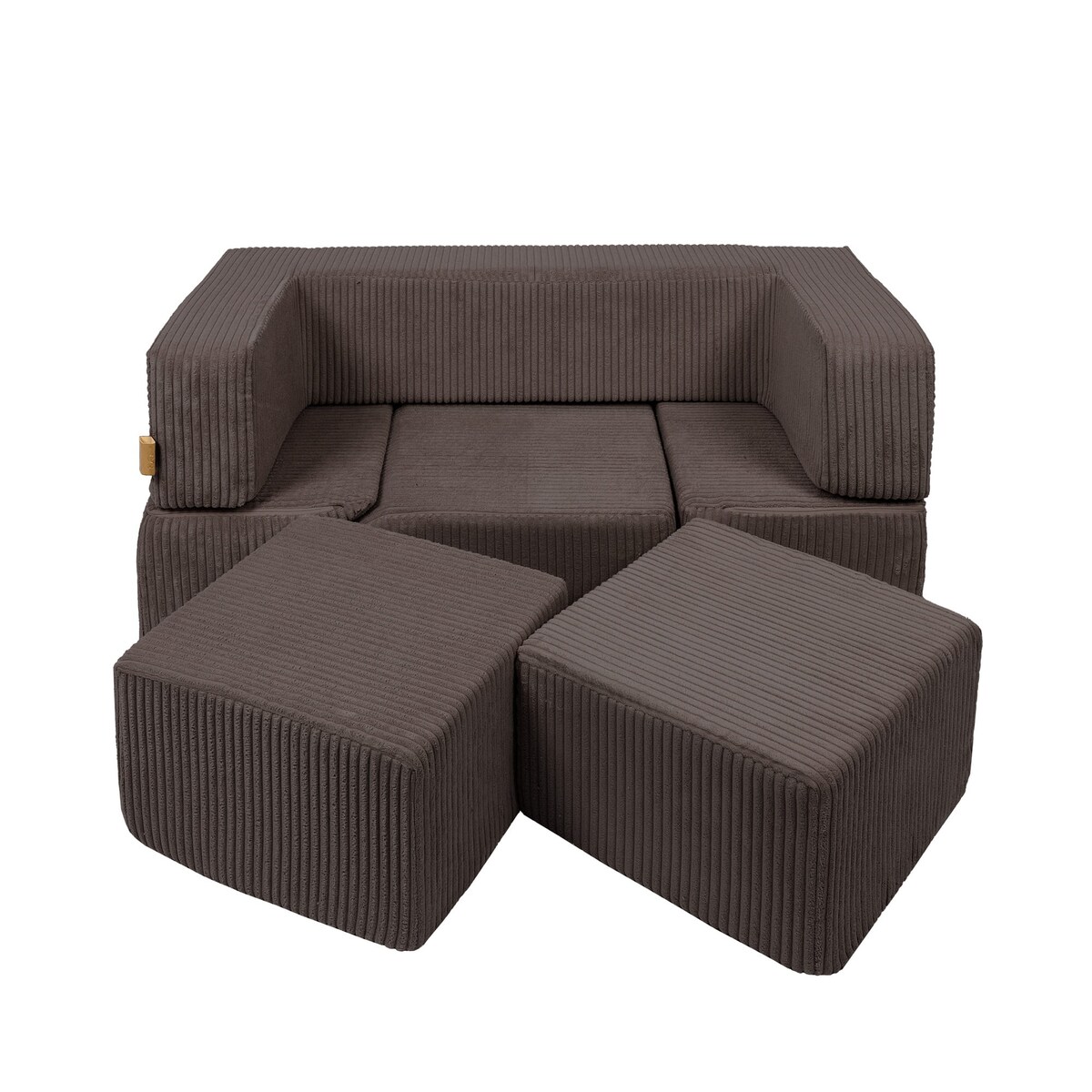 Piankowa Sofa Kostka dla Dzieci - Sofa do Pokoju Dziecięcego, Aesthetic, Brązowa