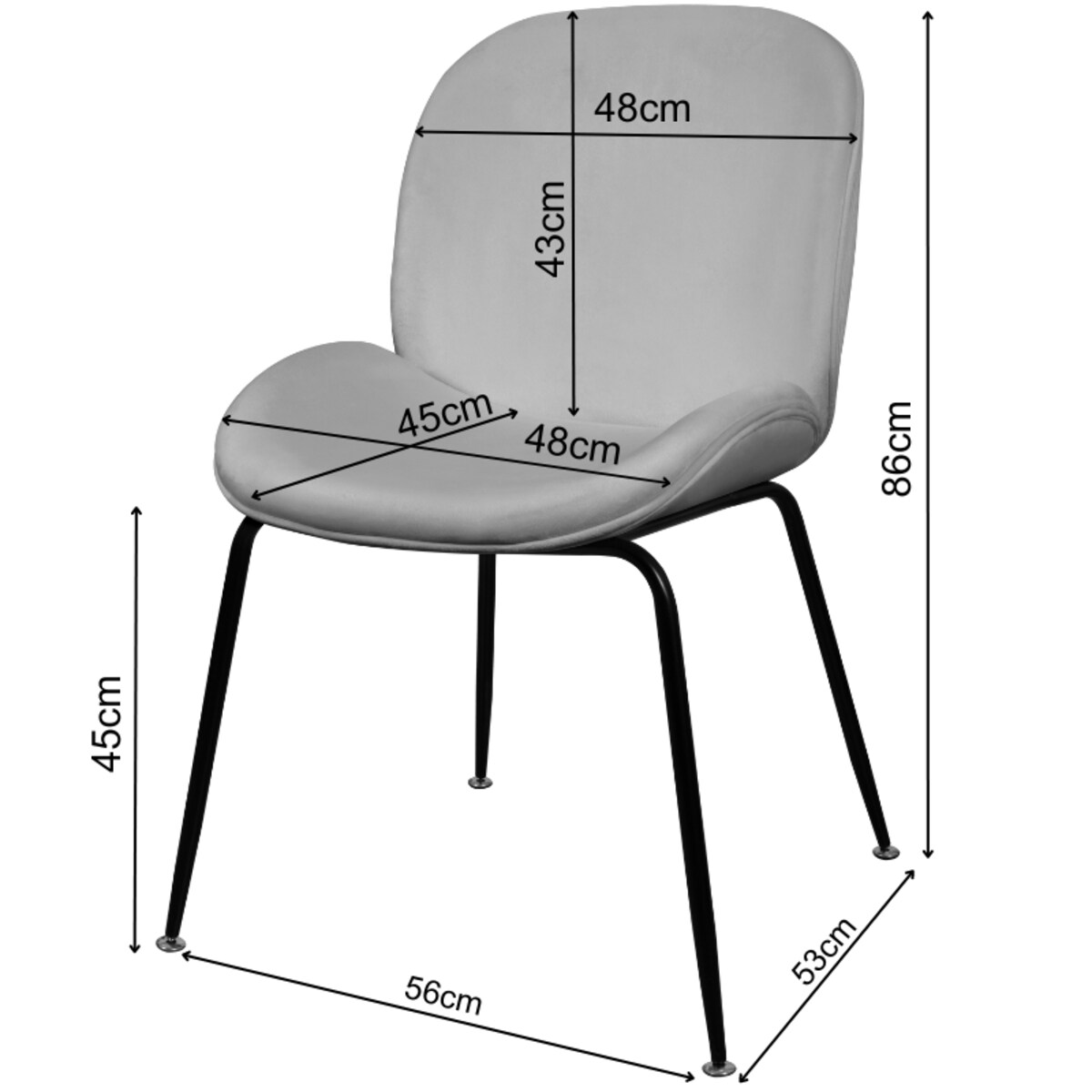 Krzesło tapicerowane welurowe do salonu jadalni jasnoszare